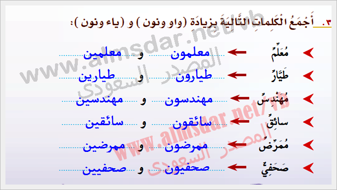 جمل جمع مذكر سالم - تعريف جمع المذكر السالم 42