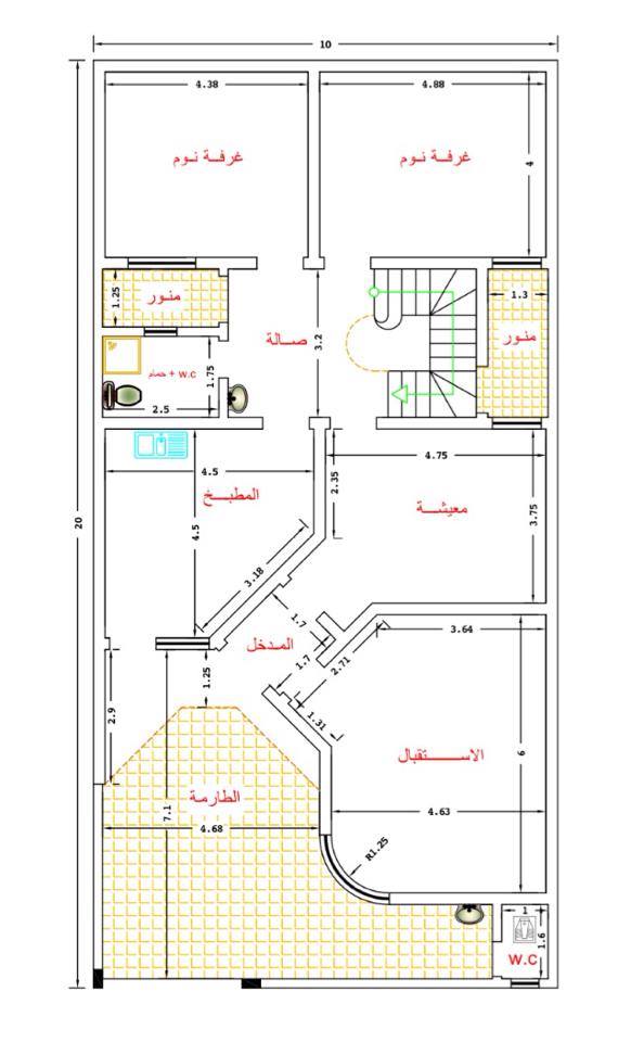 خريطة منزل 200 متر - صور تصميمات خرائط بيوت مساحة 200 متر 3614 7